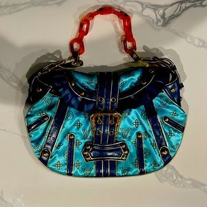 Vintage Louis Vuitton torquiose and blue silk Leonor bag